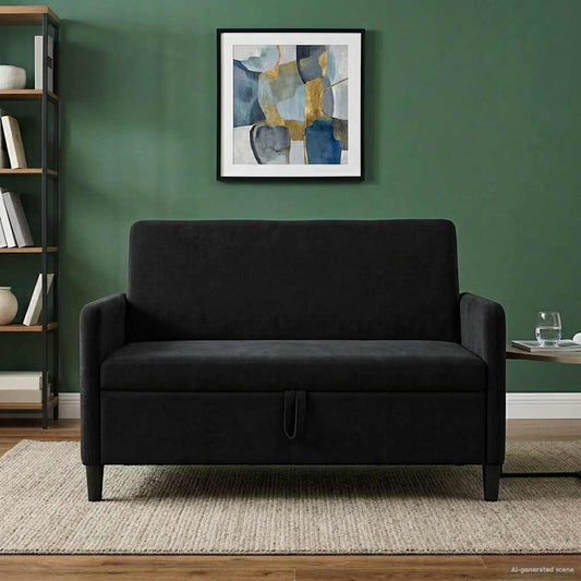 Divano con Storage Nero 122 x 78 x 87 cm Poliestere | homemem39