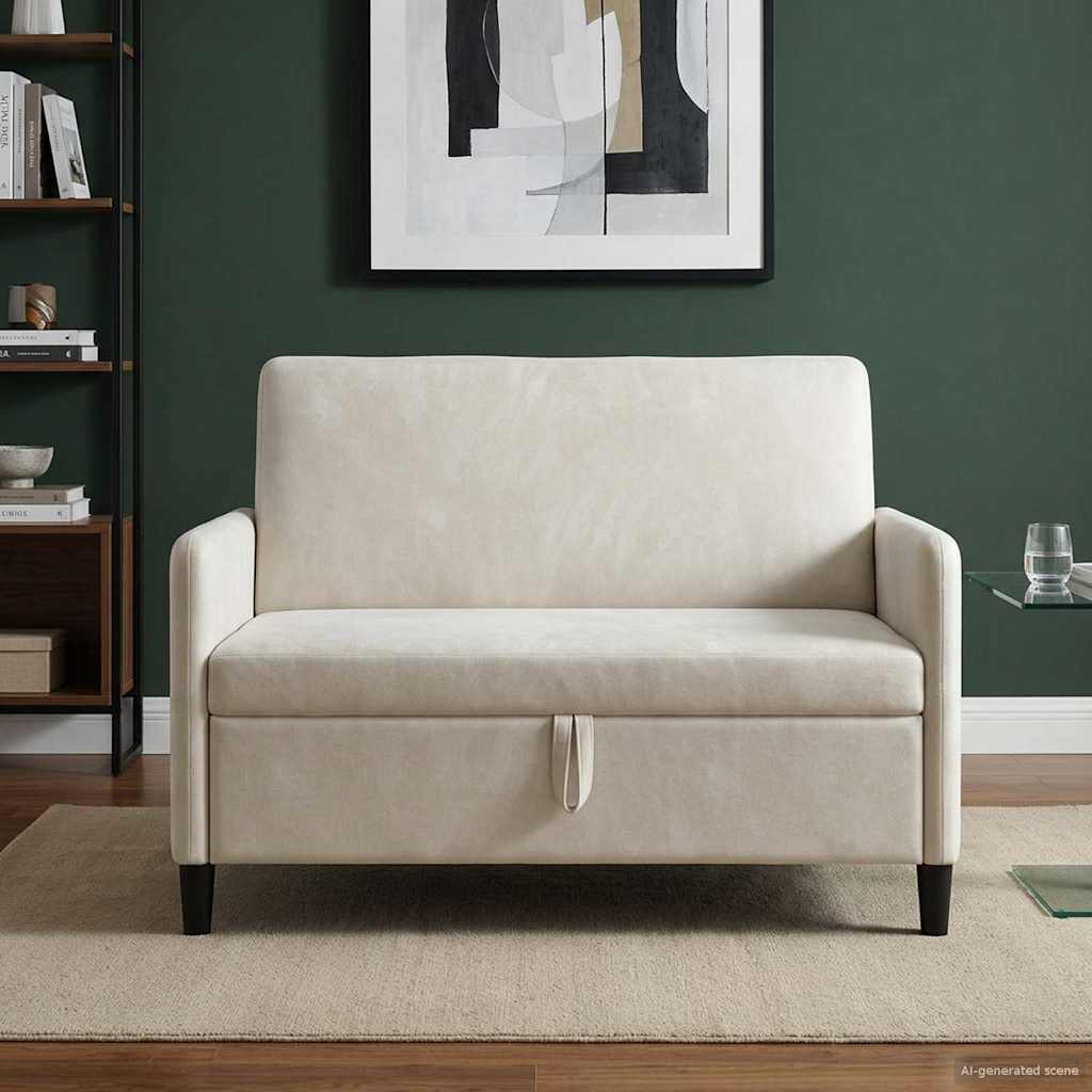 Divano con Storage Crema 122 x 78 x 87 cm Poliestere | homemem39