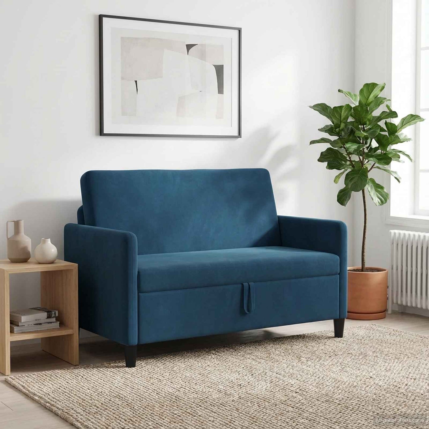 Divano con Storage Blu 122 x 78 x 87 cm Poliestere | homemem39