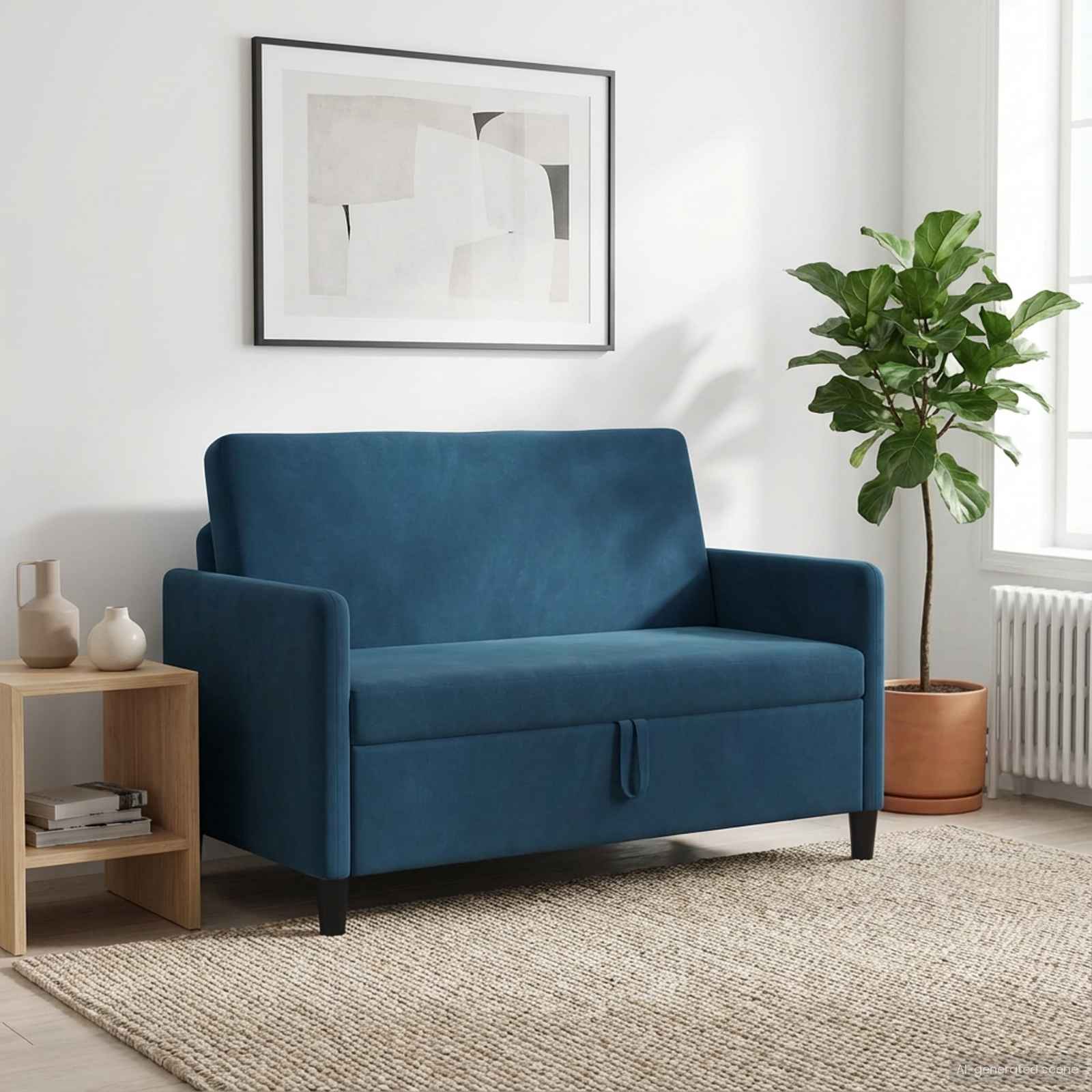 Divano con Storage Blu 122 x 78 x 87 cm Poliestere | homemem39