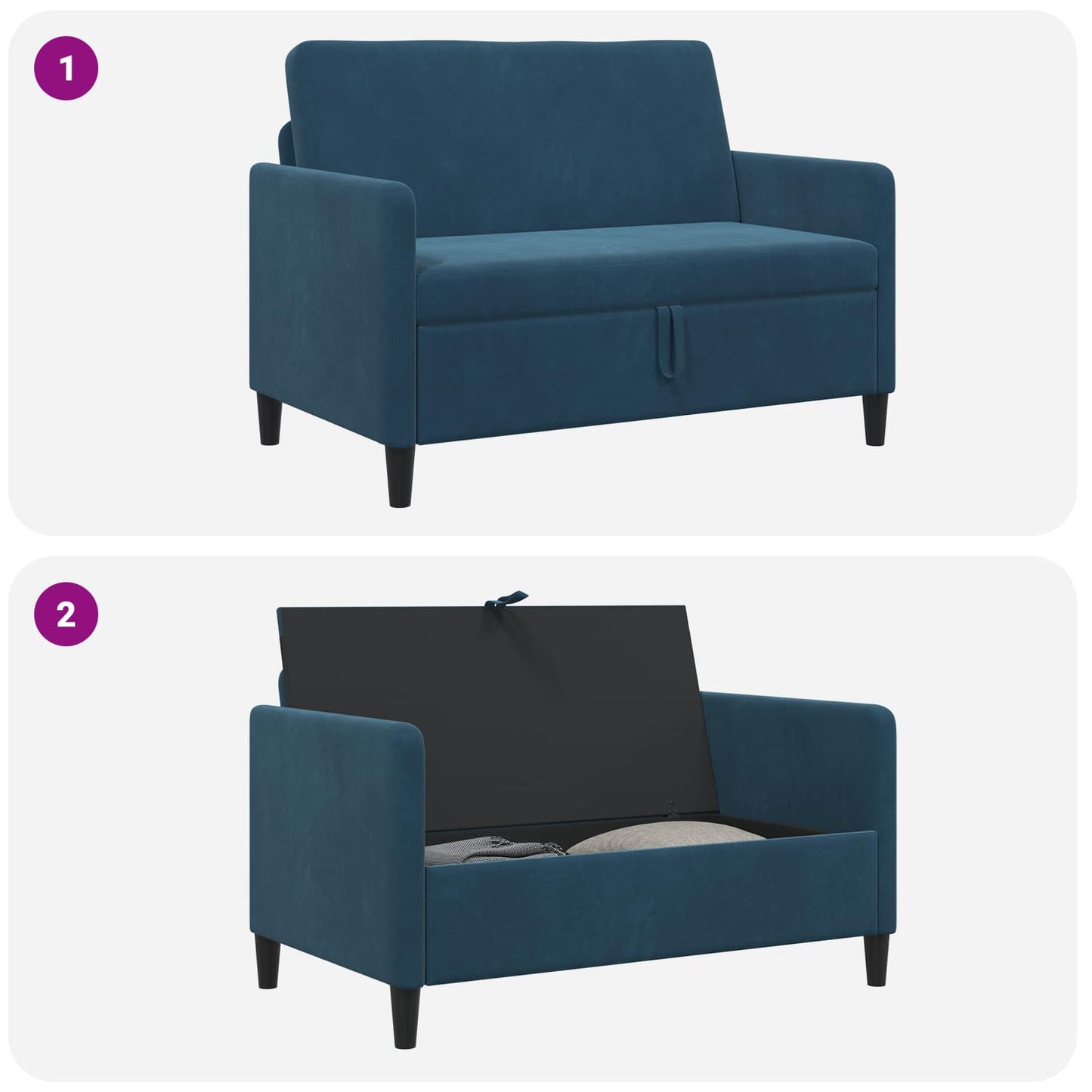 Divano con Storage Blu 122 x 78 x 87 cm Poliestere | homemem39