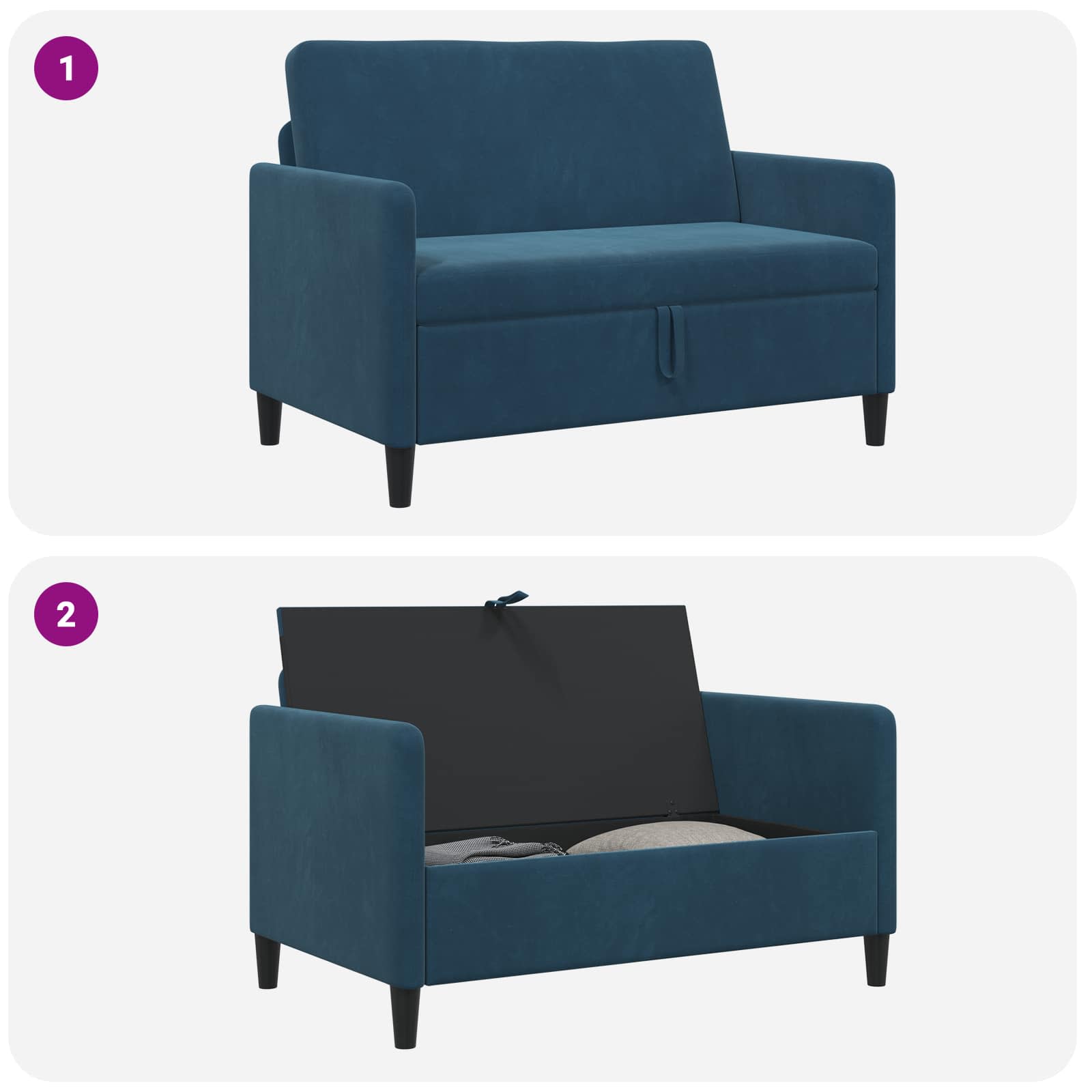 Divano con Storage Blu 122 x 78 x 87 cm Poliestere | homemem39