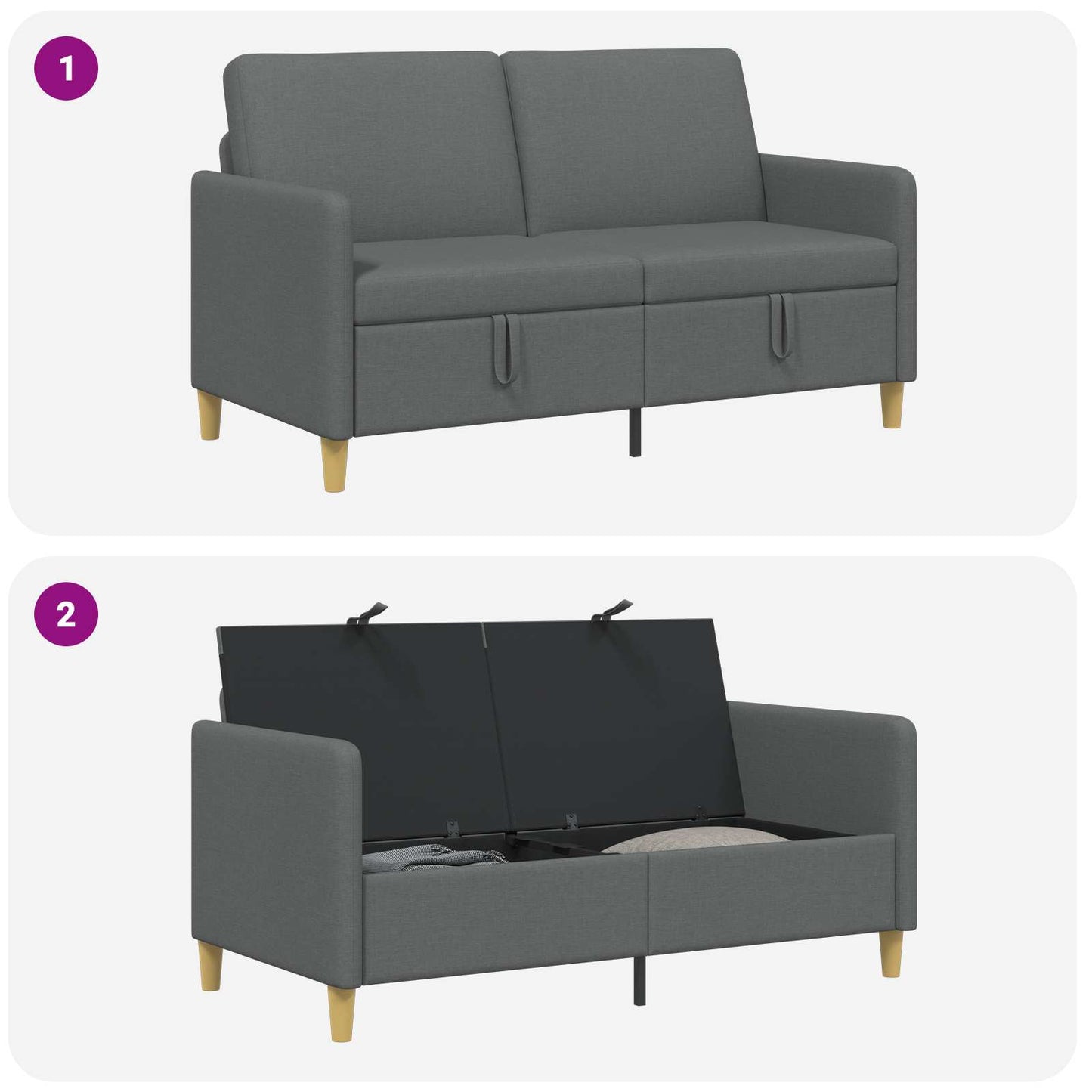 Divano con Storage Grigio Scuro 152 x 78 x 87 cm Poliestere | homemem39