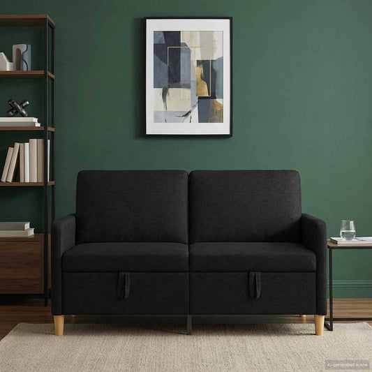 Divano con Storage Nero 152 x 78 x 87 cm Poliestere | homemem39
