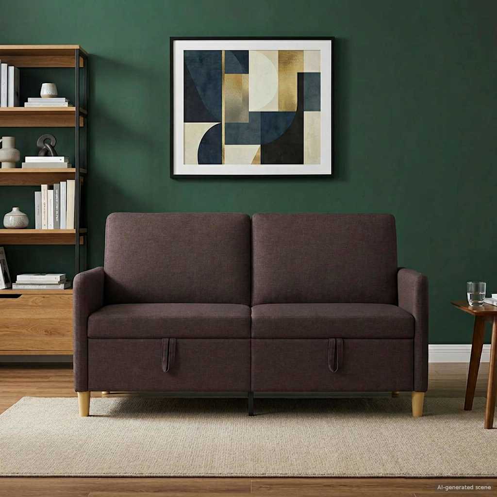 Divano con Storage Marrone Scuro 152 x 78 x 87 cm Poliestere | homemem39
