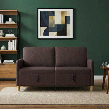 Divano con Storage Marrone Scuro 152 x 78 x 87 cm Poliestere | homemem39
