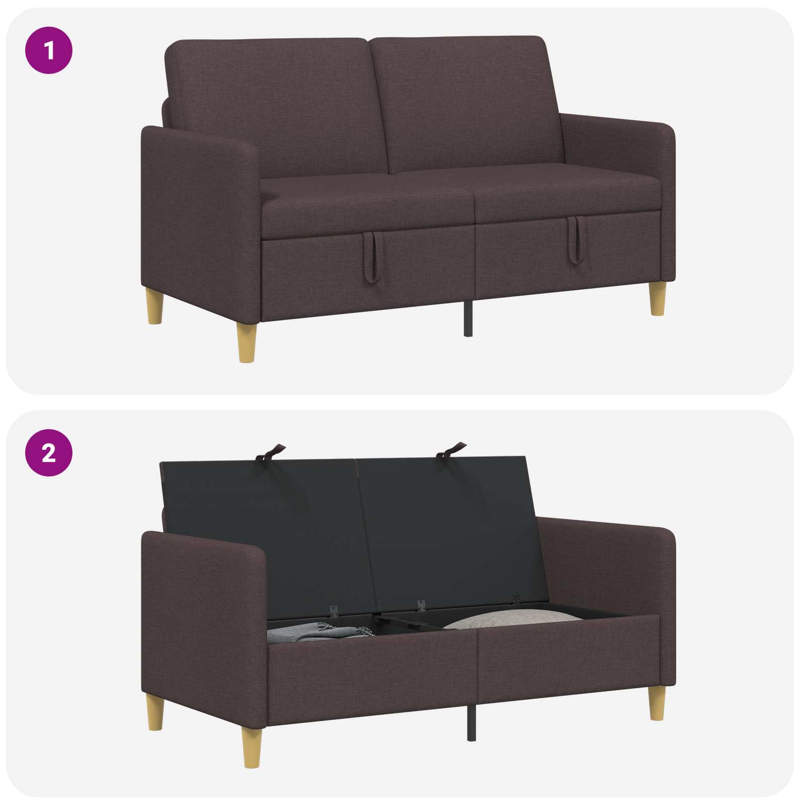 Divano con Storage Marrone Scuro 152 x 78 x 87 cm Poliestere | homemem39