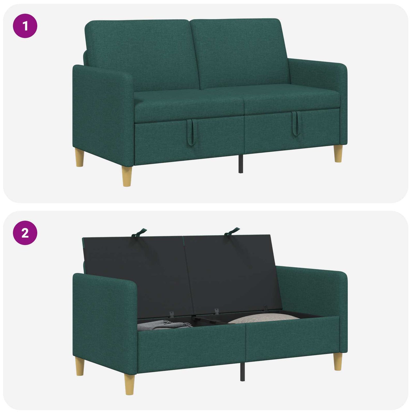 Divano con Storage Verde Scuro 152 x 78 x 87 cm Poliestere | homemem39