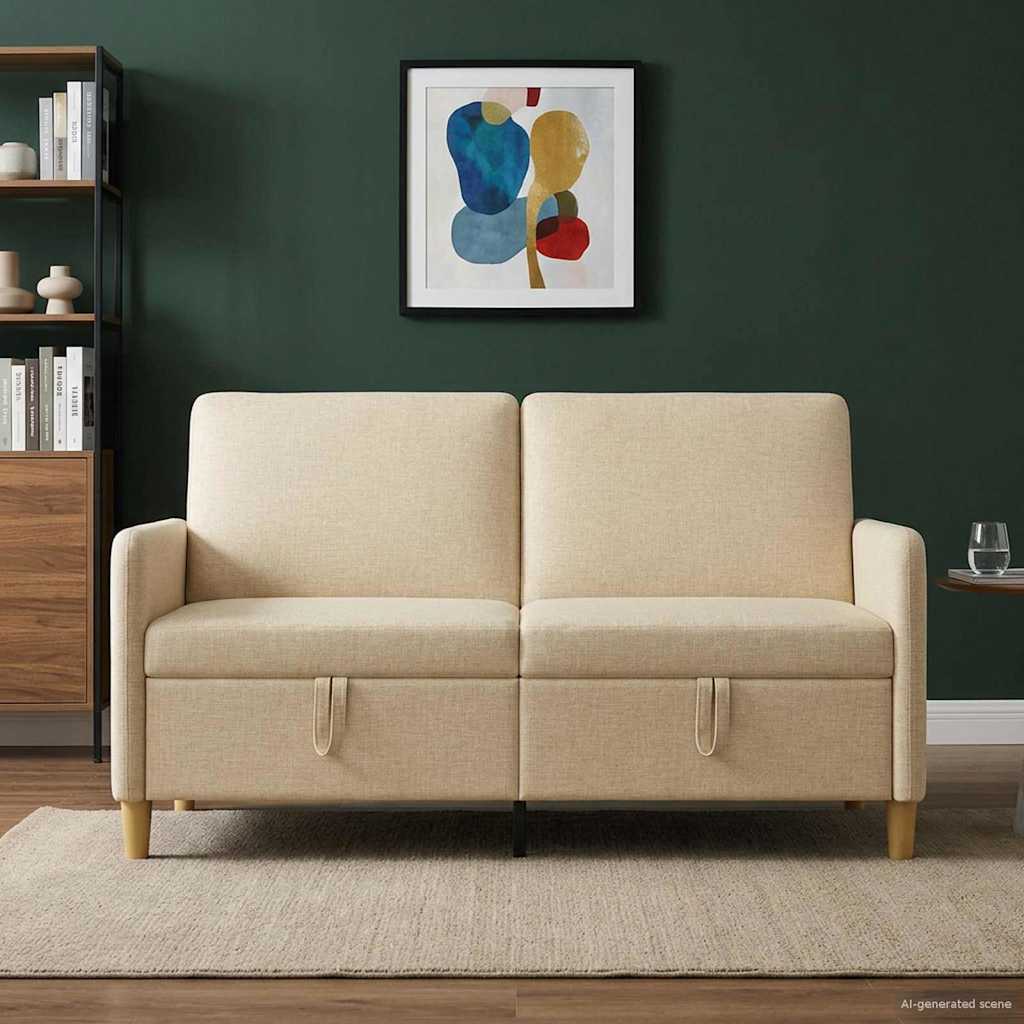 Divano con Storage Crema 152 x 78 x 87 cm Poliestere | homemem39