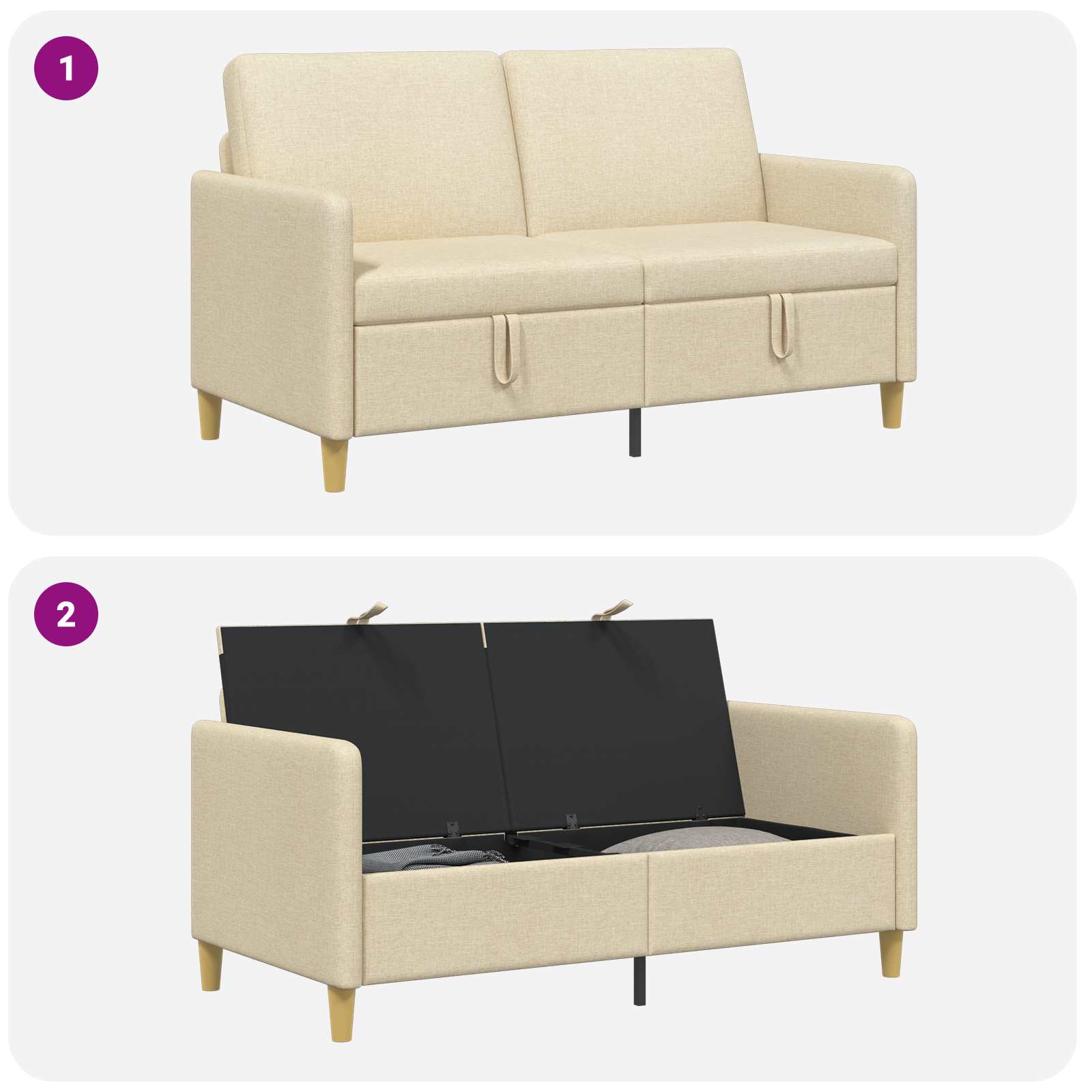 Divano con Storage Crema 152 x 78 x 87 cm Poliestere | homemem39