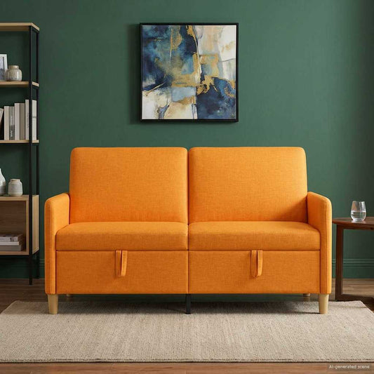 Divano con Storage Giallo Scuro 152 x 78 x 87 cm Poliestere | homemem39