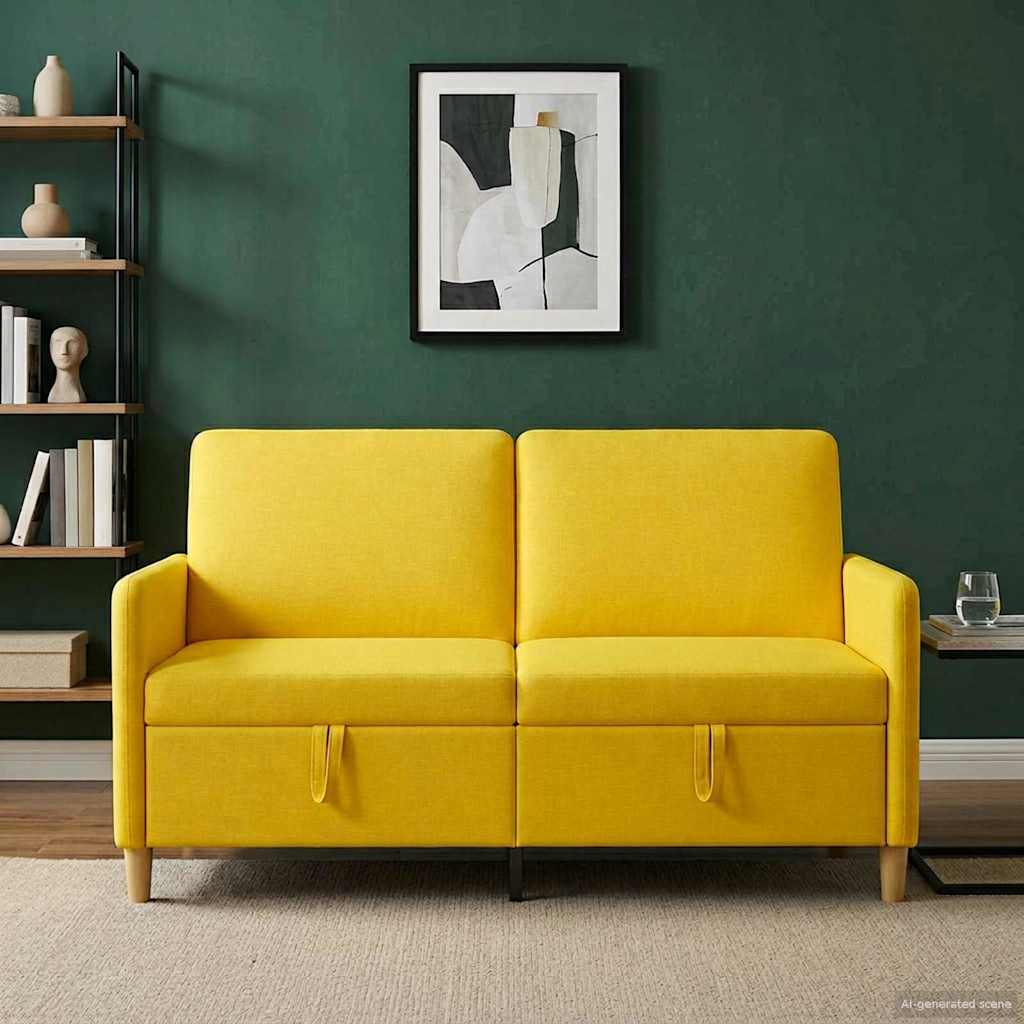 Divano con Storage Giallo Chiaro 152 x 78 x 87 cm Poliestere | homemem39