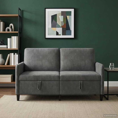 Divano con Storage Grigio Scuro 152 x 78 x 87 cm Poliestere | homemem39