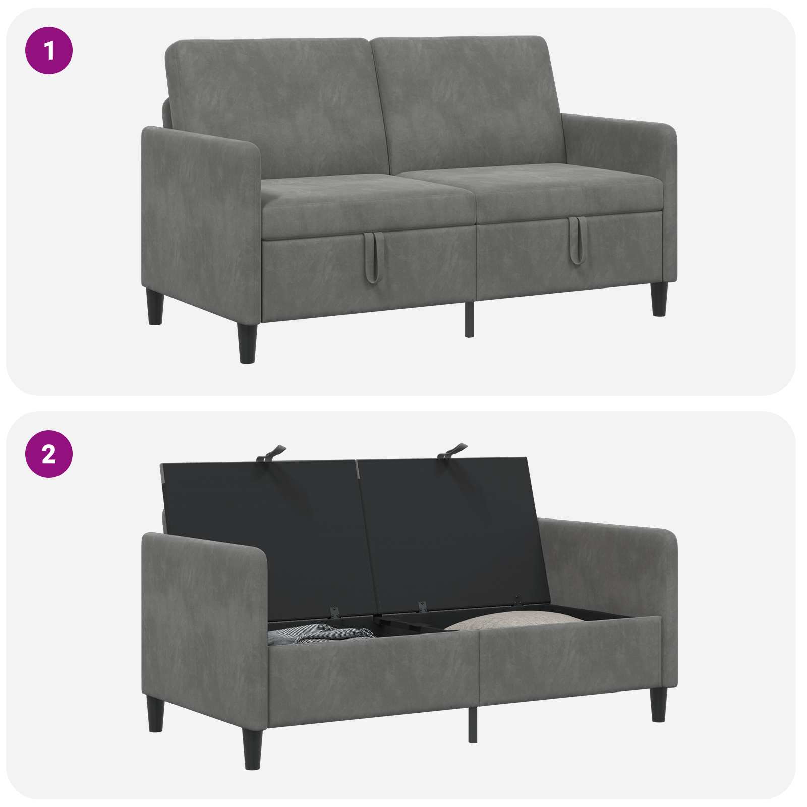 Divano con Storage Grigio Scuro 152 x 78 x 87 cm Poliestere | homemem39
