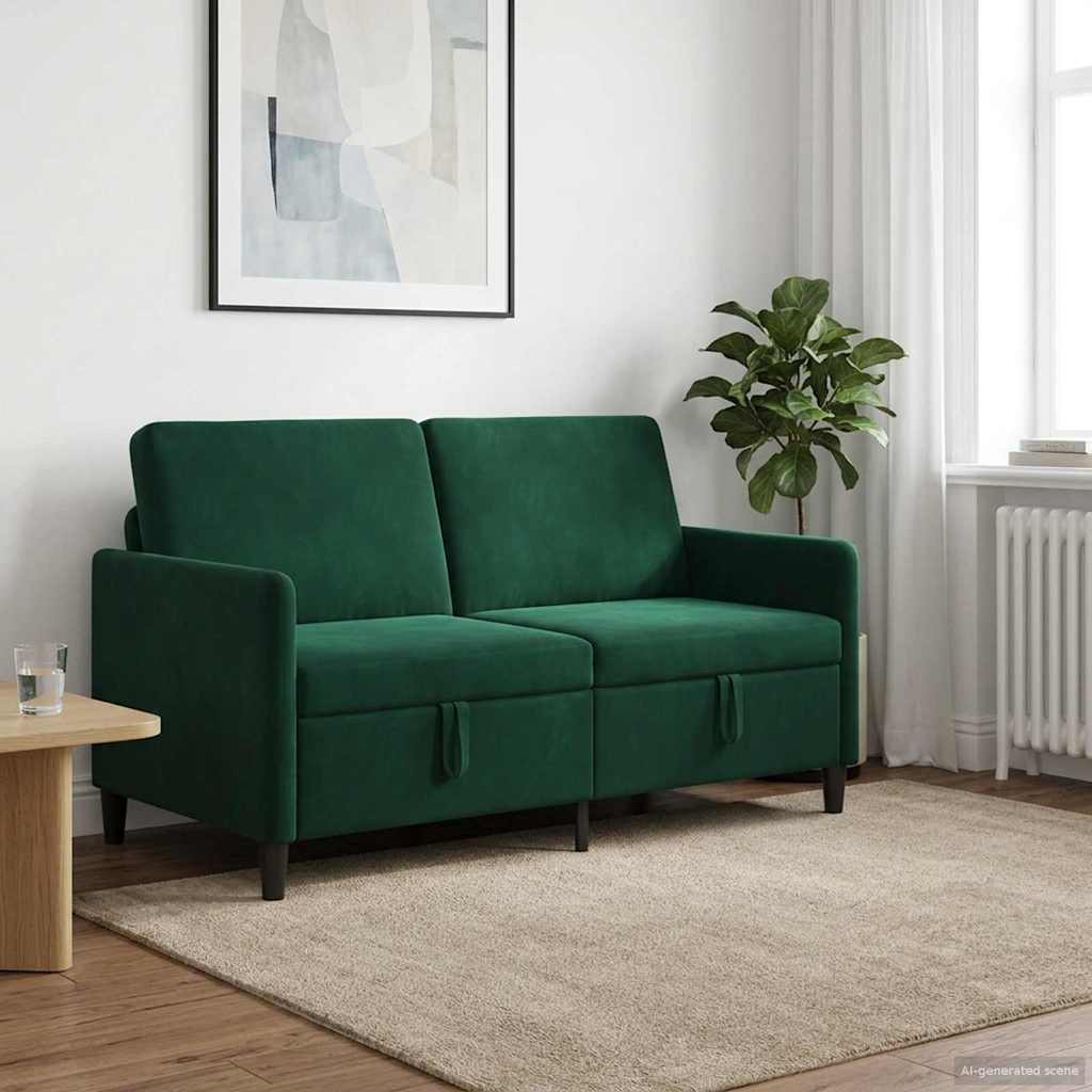 Divano con Storage Verde Scuro 152 x 78 x 87 cm Poliestere | homemem39