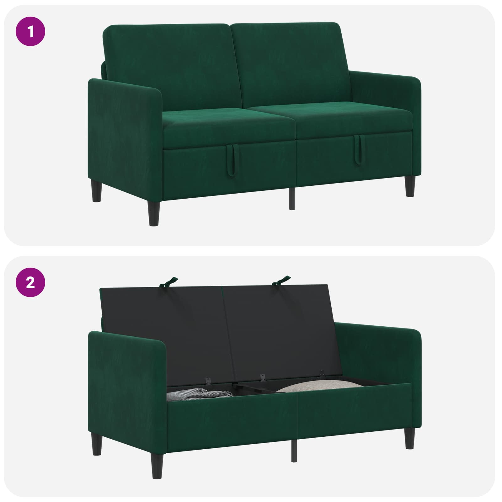Divano con Storage Verde Scuro 152 x 78 x 87 cm Poliestere | homemem39