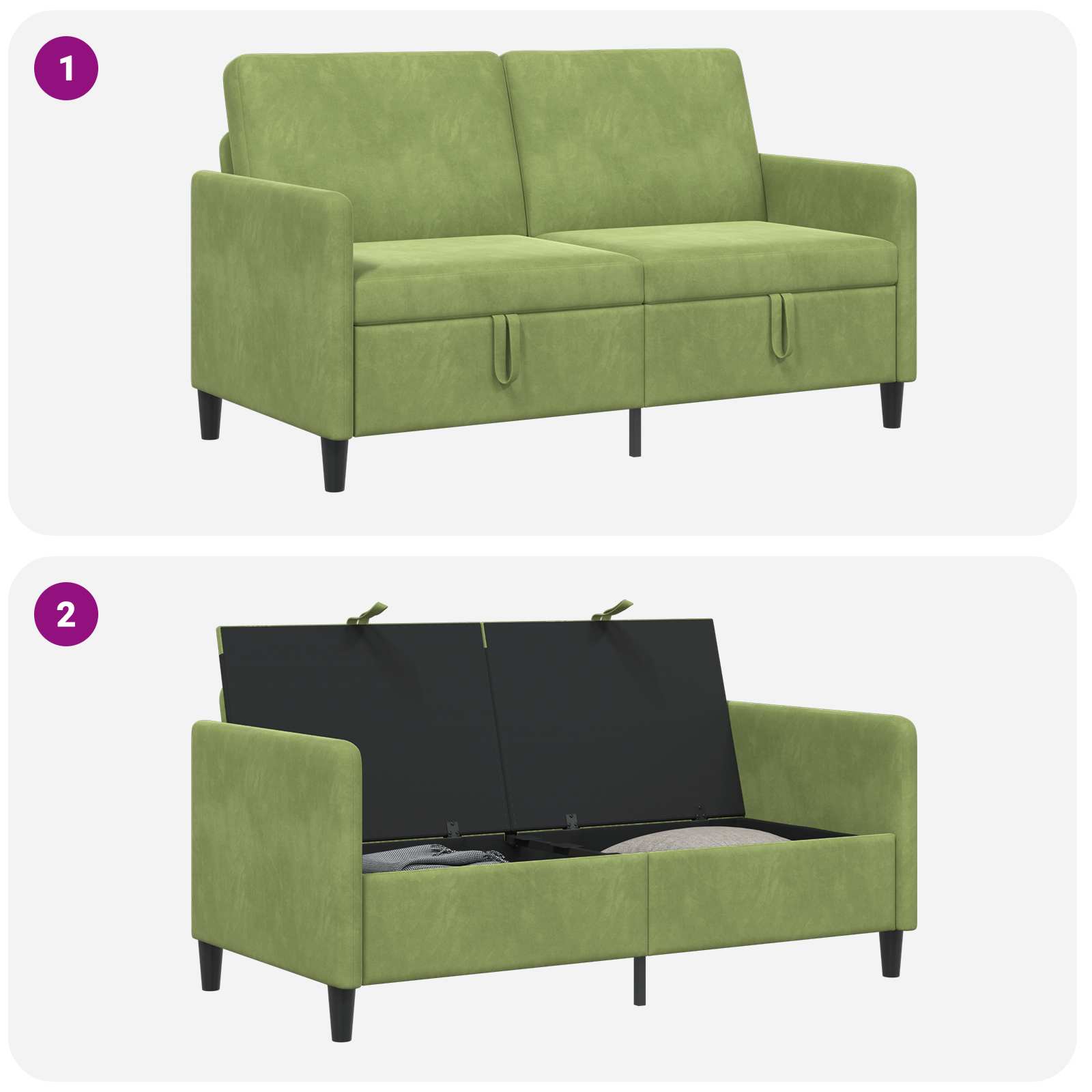 Divano con Storage Verde chiaro 152 x 78 x 87 cm Poliestere | homemem39
