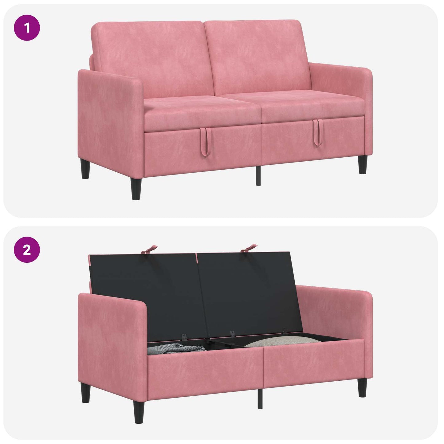 Divano con Storage Rosa 152 x 78 x 87 cm Poliestere | homemem39