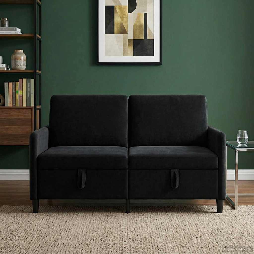 Divano con Storage Nero 152 x 78 x 87 cm Poliestere | homemem39
