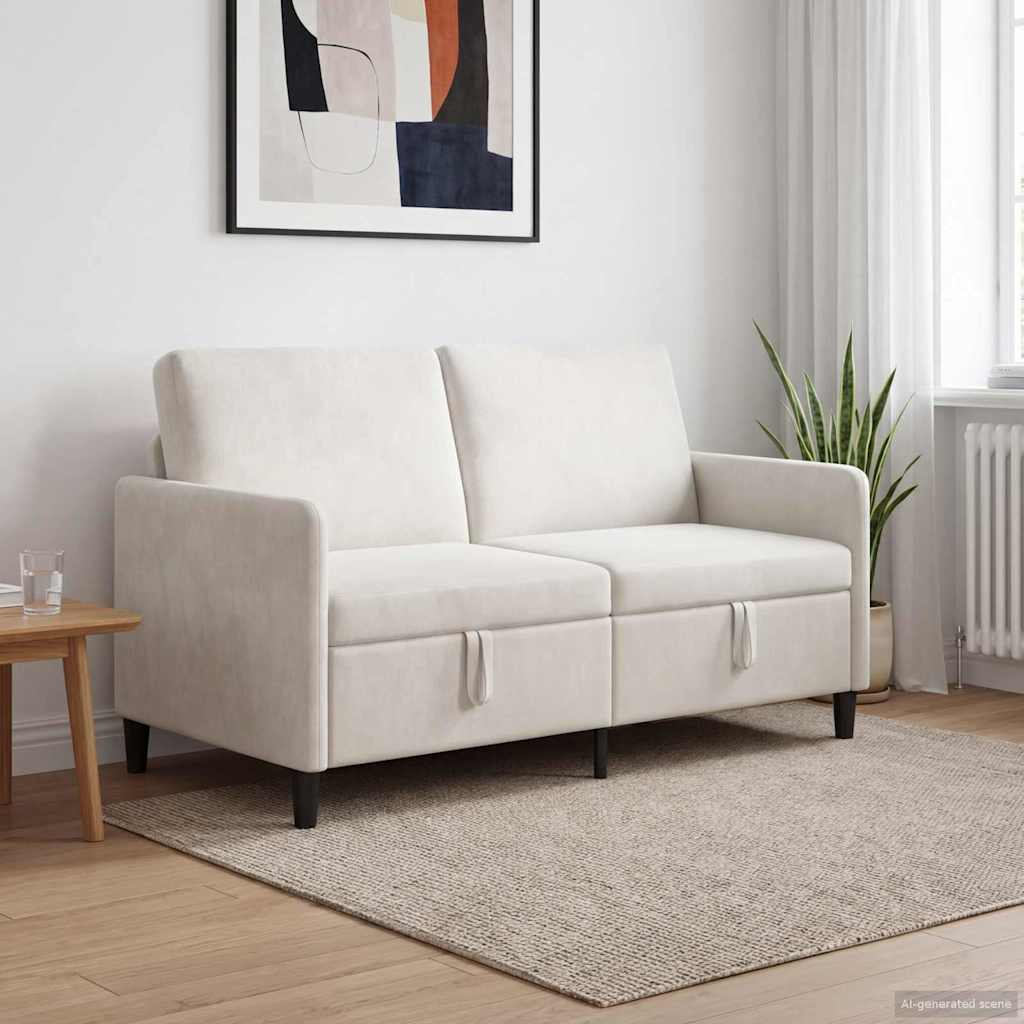 Divano con Storage Crema 152 x 78 x 87 cm Poliestere | homemem39