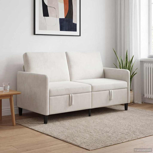 Divano con Storage Crema 152 x 78 x 87 cm Poliestere | homemem39
