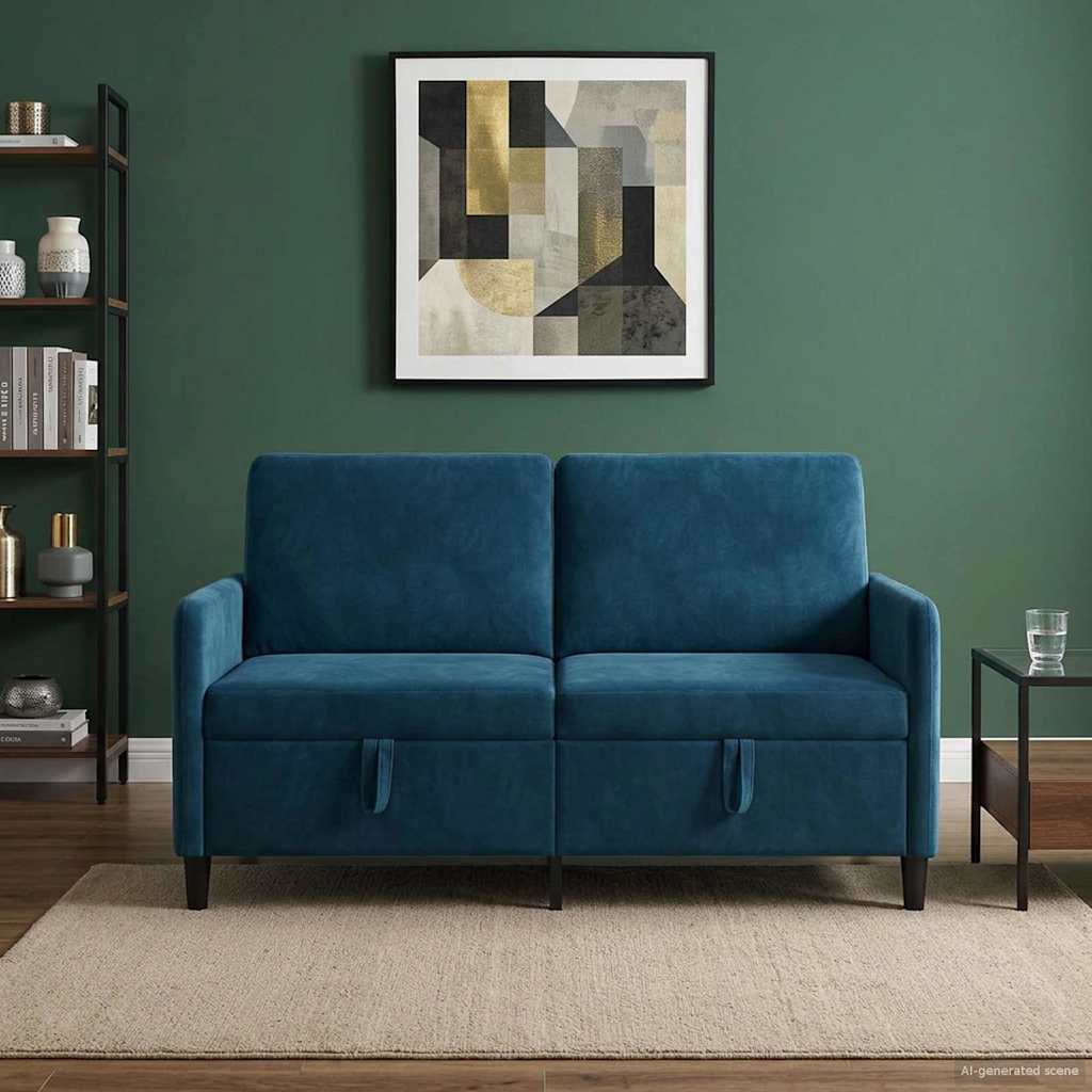 Divano con Storage Blu 152 x 78 x 87 cm Poliestere | homemem39