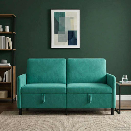 Divano con Storage Turchese 152 x 78 x 87 cm Poliestere | homemem39