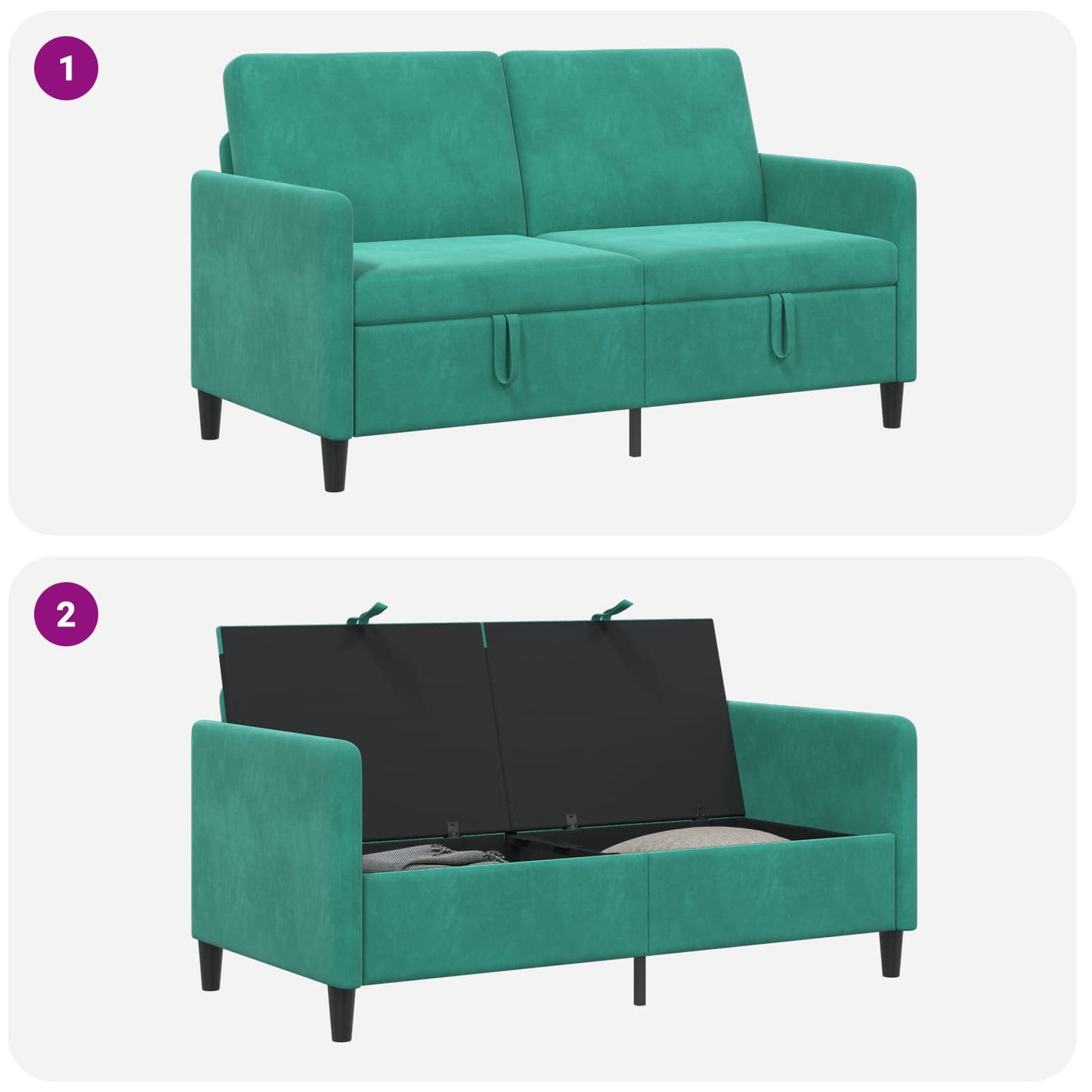 Divano con Storage Turchese 152 x 78 x 87 cm Poliestere | homemem39