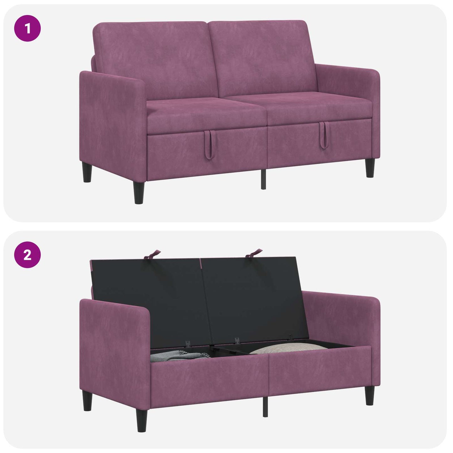 Divano con Storage Viola 152 x 78 x 87 cm Poliestere | homemem39
