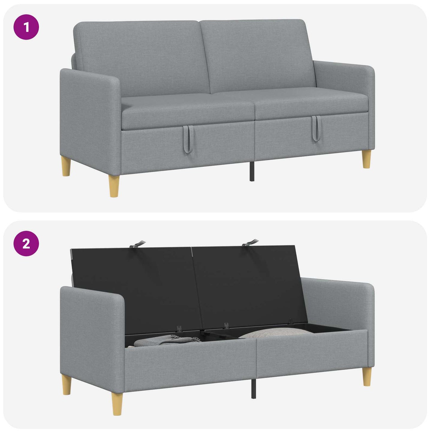 Divano con Storage Grigio Chiaro 172 x 78 x 87 cm Poliestere | homemem39