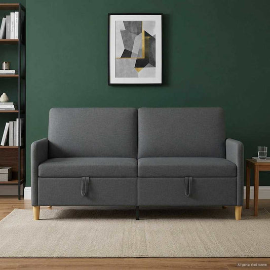 Divano con Storage Grigio Scuro 172 x 78 x 87 cm Poliestere