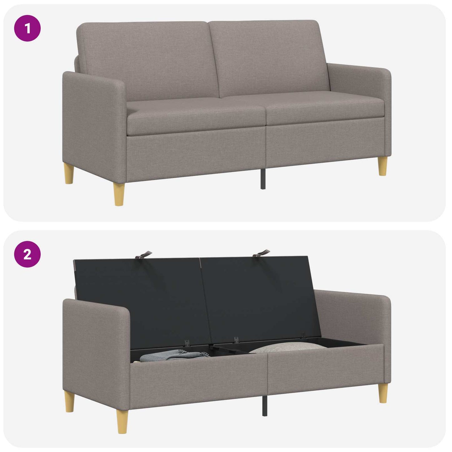 Divano con Storage Tortora 172 x 78 x 87 cm Poliestere | homemem39