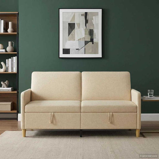 Divano con Storage Crema 172 x 78 x 87 cm Poliestere | homemem39