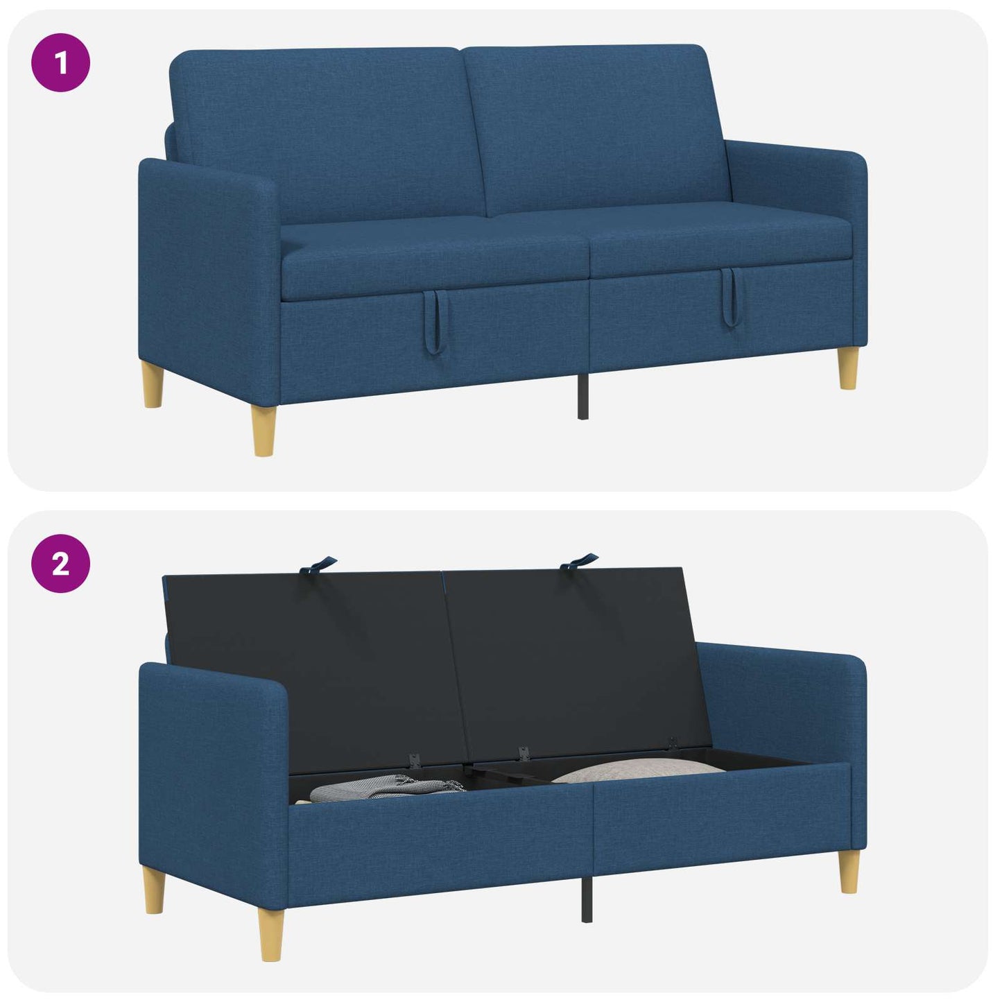 Divano con Storage Blu 172 x 78 x 87 cm Poliestere | homemem39