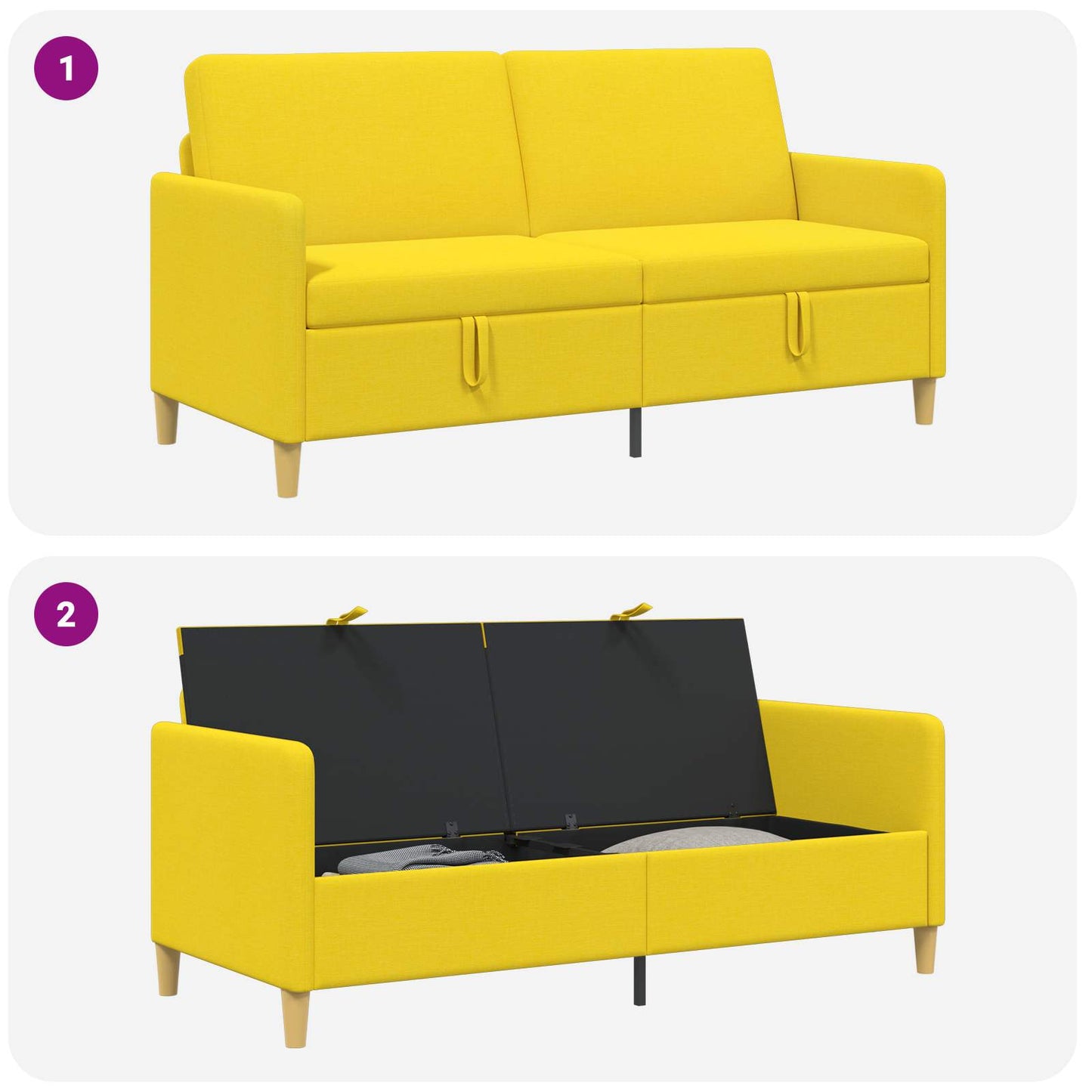 Divano con Storage Giallo Chiaro 172 x 78 x 87 cm Poliestere | homemem39