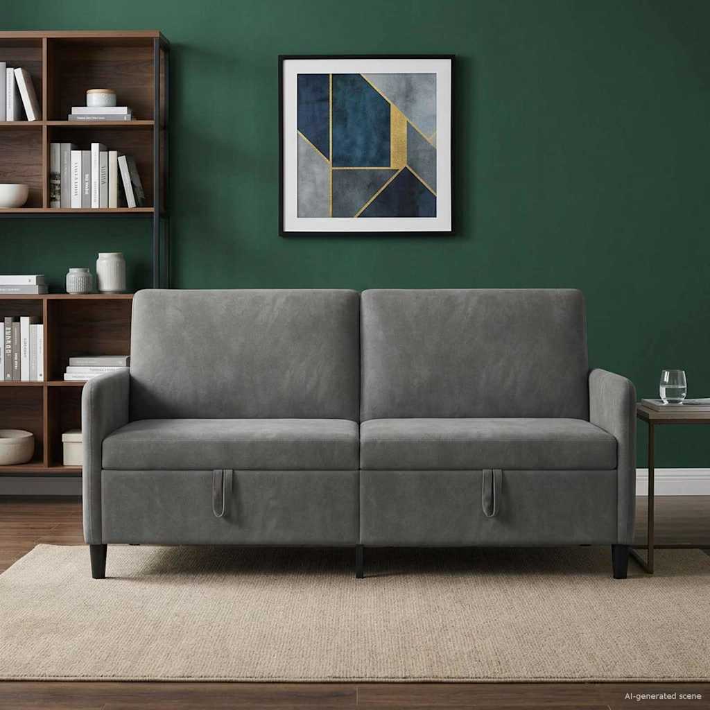 Divano con Storage Grigio Scuro 172 x 78 x 87 cm Poliestere | homemem39