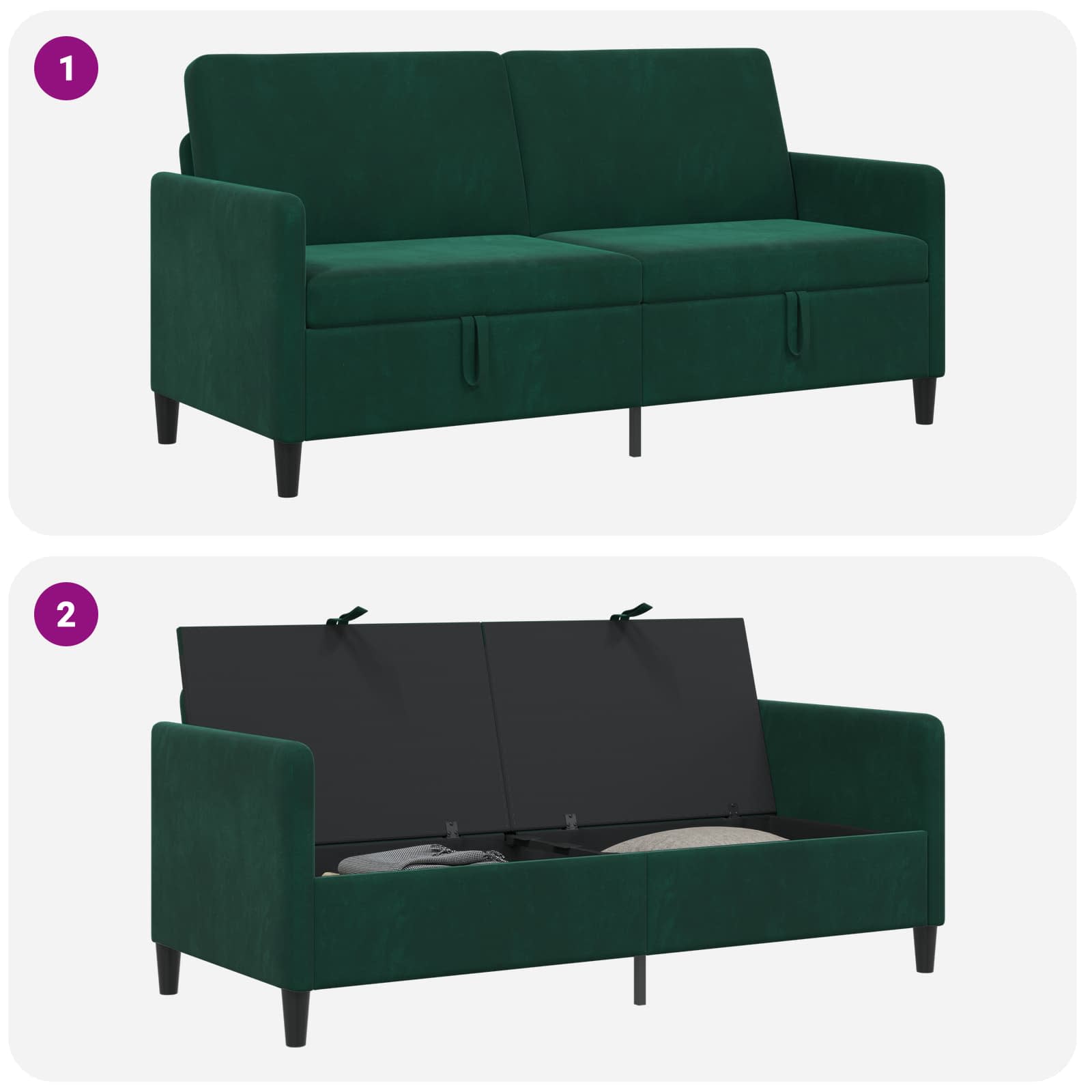 Divano con Storage Verde Scuro 172 x 78 x 87 cm Poliestere | homemem39