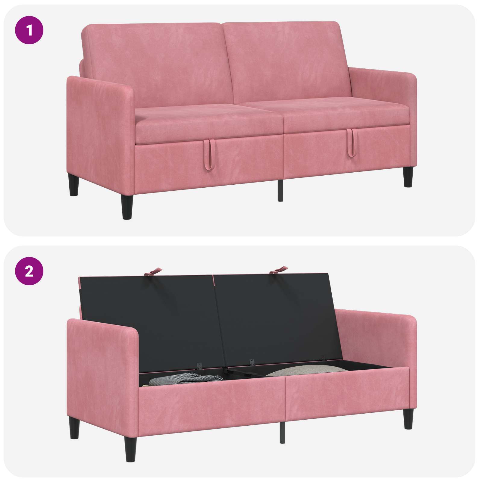 Divano con Storage Rosa 172 x 78 x 87 cm Poliestere | homemem39