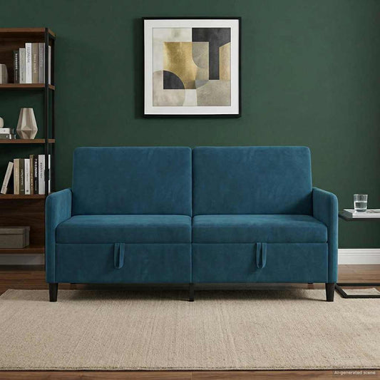 Divano con Storage Blu 172 x 78 x 87 cm Poliestere | homemem39