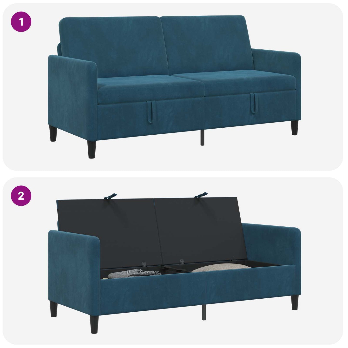 Divano con Storage Blu 172 x 78 x 87 cm Poliestere | homemem39