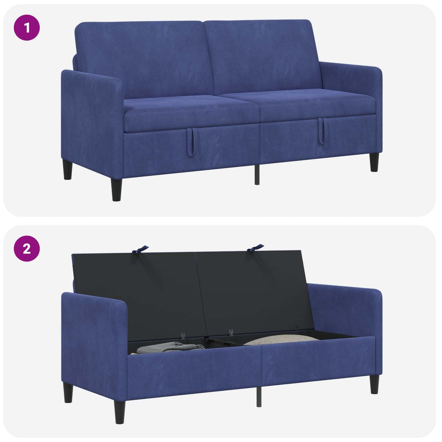 Divano con Storage Blu Polizia 172 x 78 x 87 cm Poliestere | homemem39