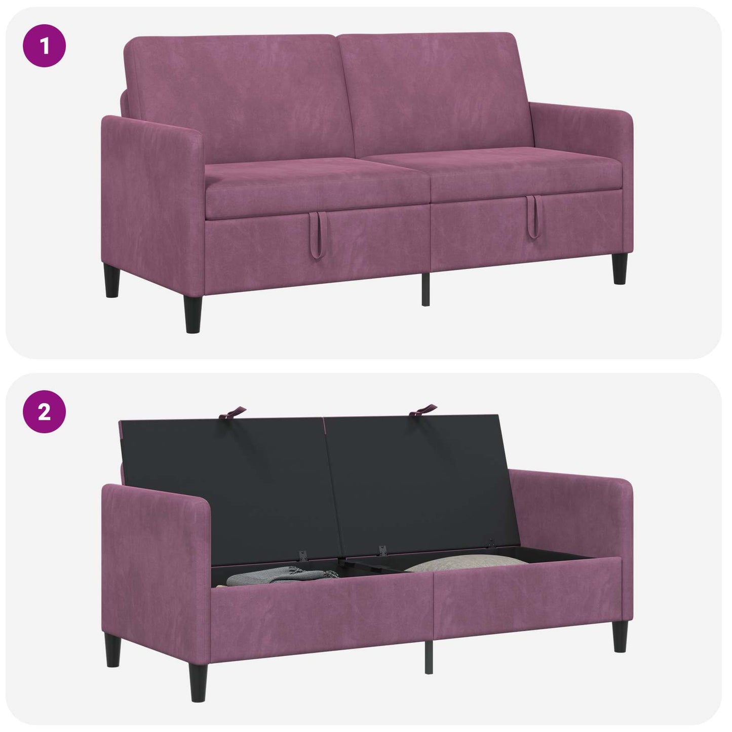 Divano con Storage Viola 172 x 78 x 87 cm Poliestere | homemem39