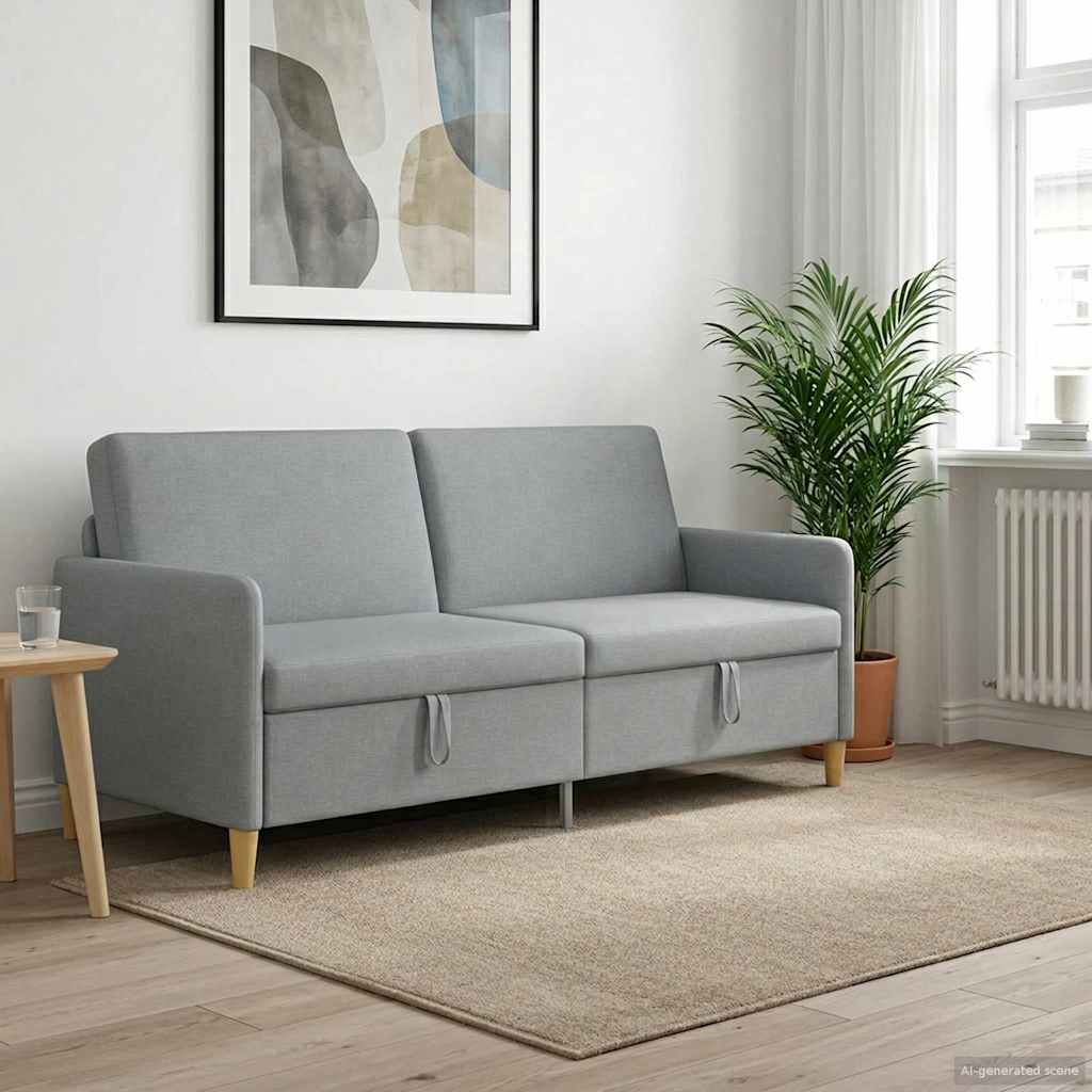 Divano con Storage Grigio Chiaro 192 x 78 x 87 cm Poliestere | homemem39
