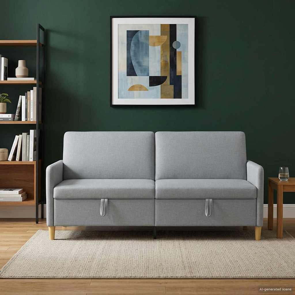 Divano con Storage Grigio Chiaro 192 x 78 x 87 cm Poliestere | homemem39
