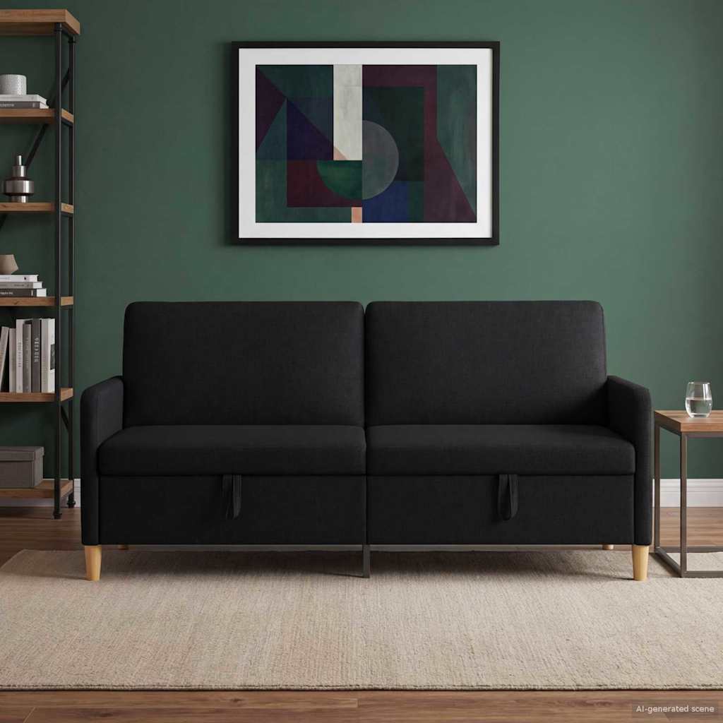 Divano con Storage Nero 192 x 78 x 87 cm Poliestere | homemem39