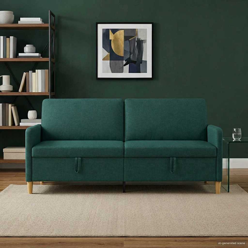 Divano con Storage Verde Scuro 192 x 78 x 87 cm Poliestere | homemem39
