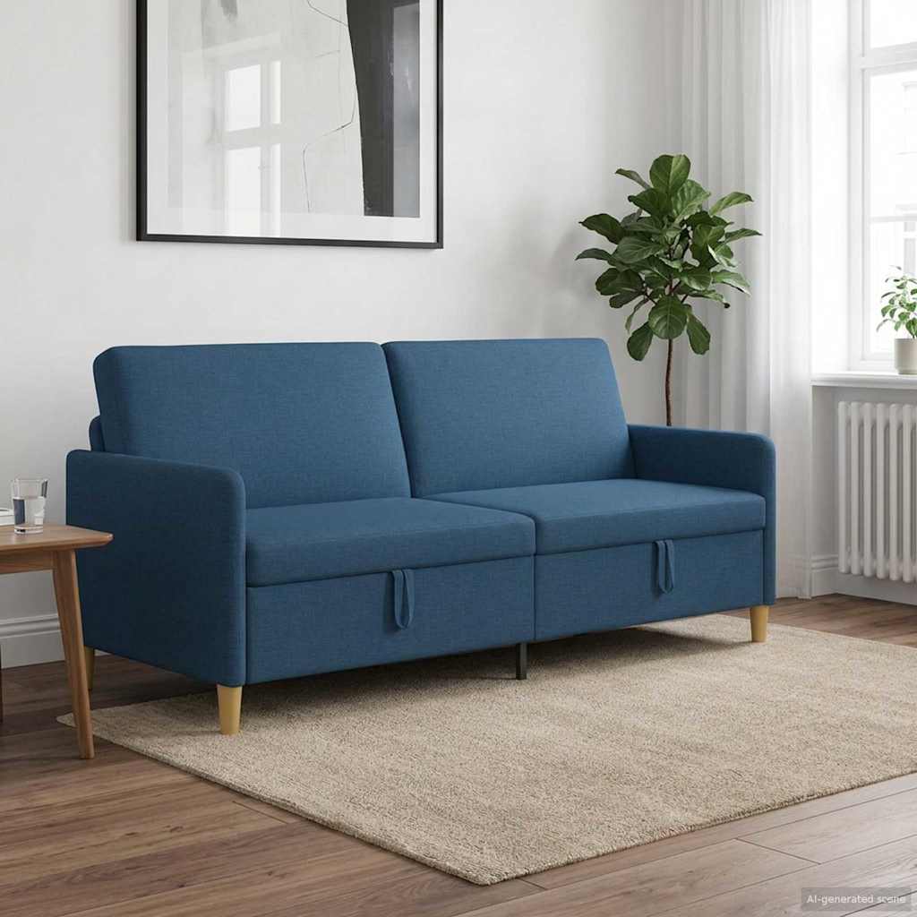 Divano con Storage Blu 192 x 78 x 87 cm Poliestere | homemem39