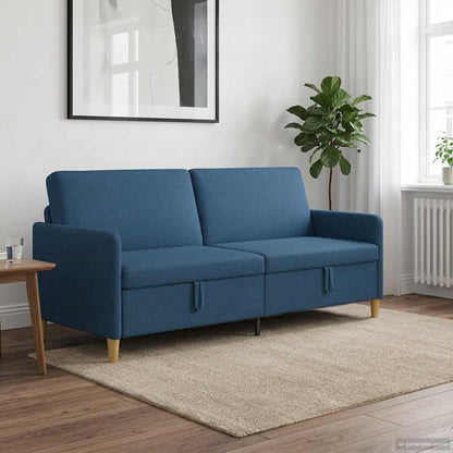 Divano con Storage Blu 192 x 78 x 87 cm Poliestere | homemem39