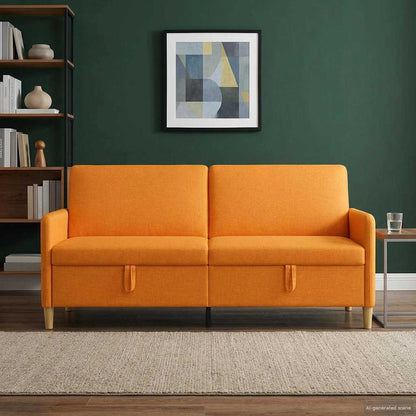 Divano con Storage Giallo Scuro 192 x 78 x 87 cm Poliestere | homemem39