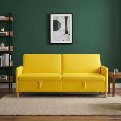 Divano con Storage Giallo Chiaro 192 x 78 x 87 cm Poliestere | homemem39